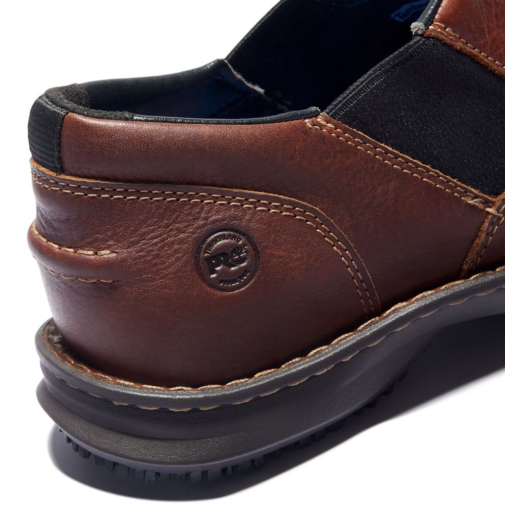 Timberland Mens Work Shoes PRO® Gladstone ESD Steel Toe Slip-On - Brown - India PO3846219